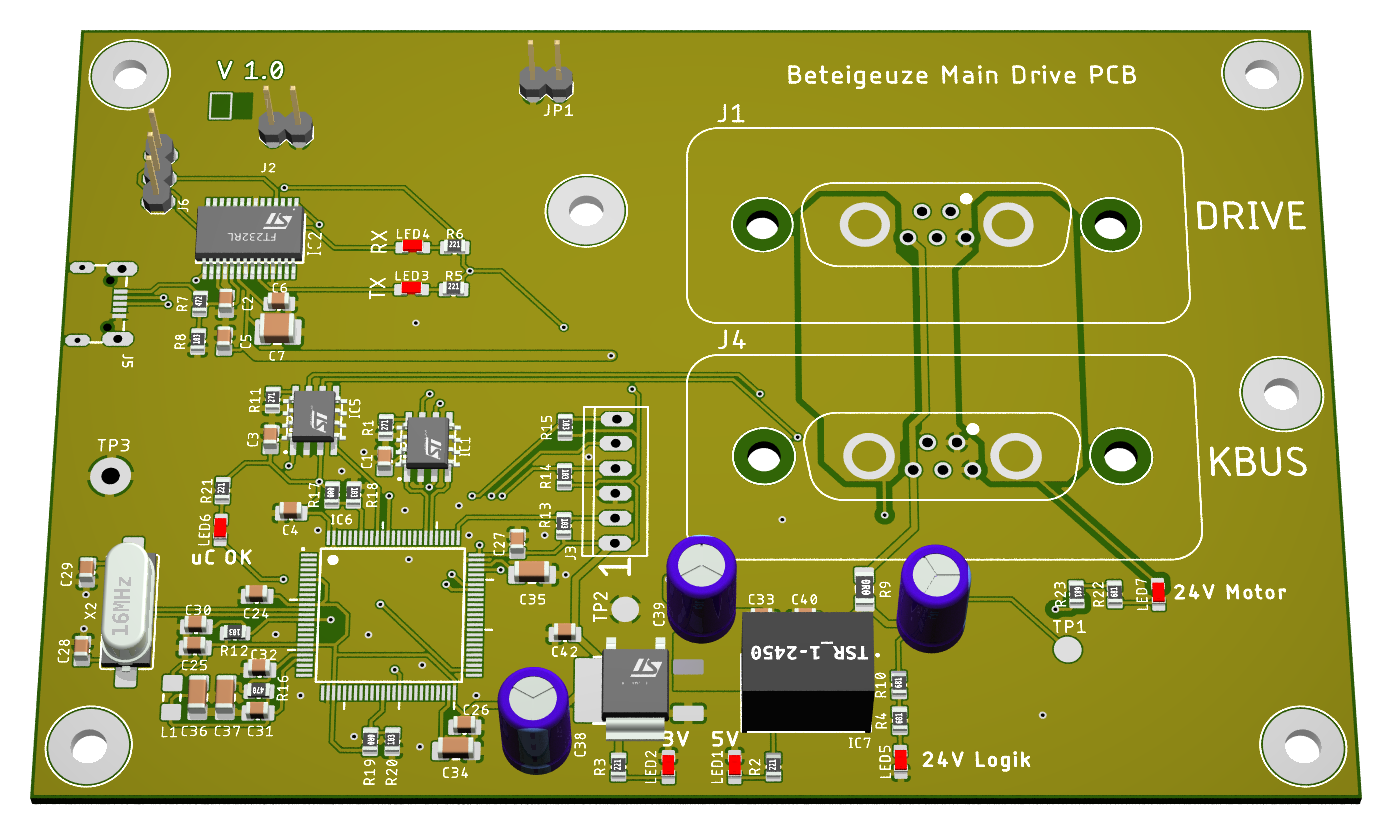 3D render einer etwa 6 x 10 cm großen Platine in Eagle